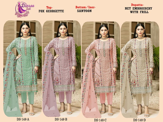 Dinsaa 148 Fancy Festive Wear Georgette Wholesale Salwar Kameez Collection